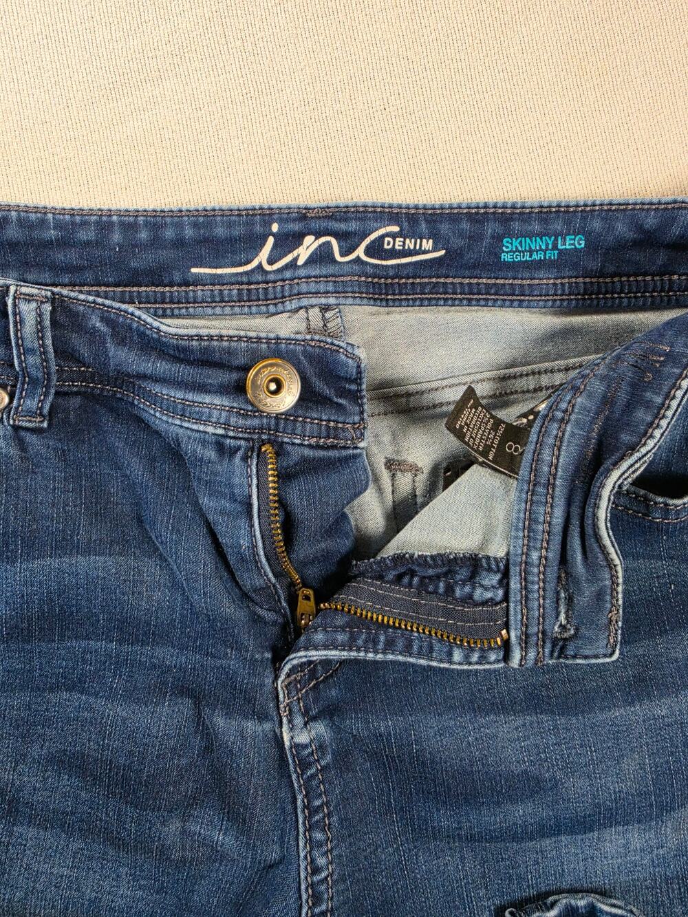 INC Denim Skinny Leg Jeans Womens 8 Medium Wash Blue